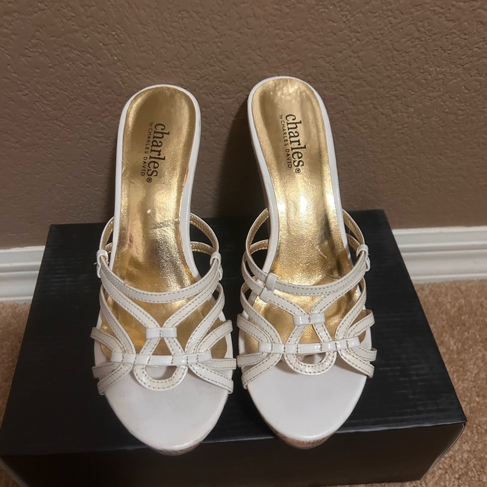 Charles By Charles David White Strappy Heels